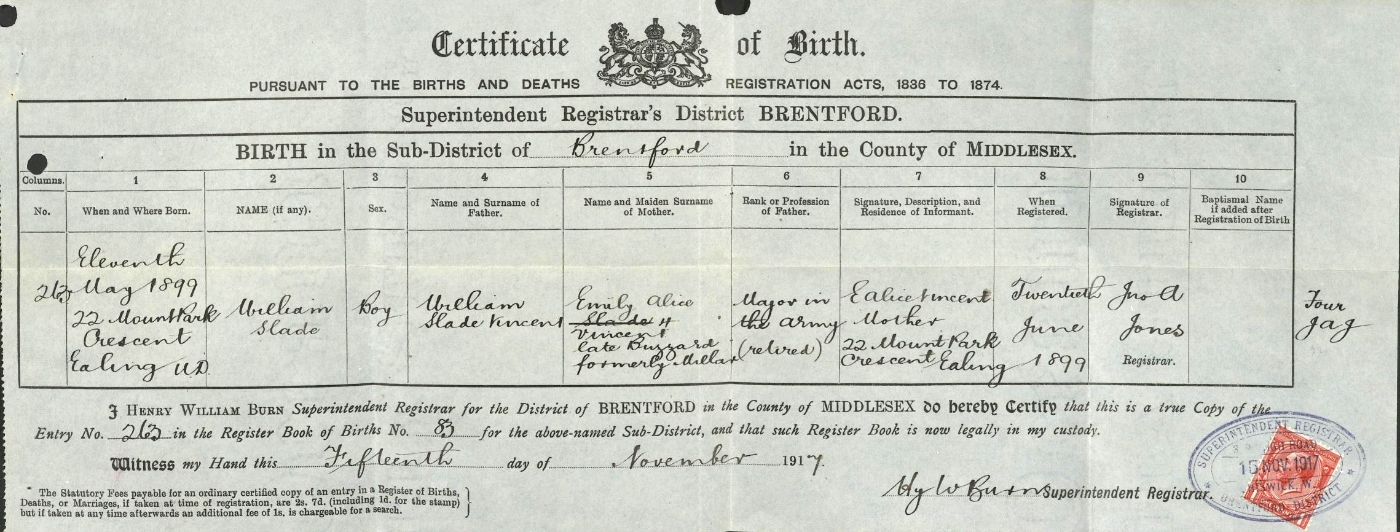 William&srquo;s Birth Certificate